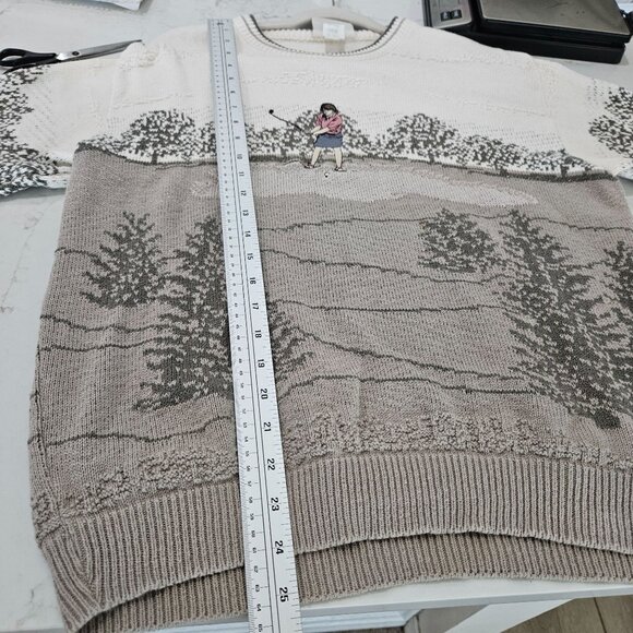 Northern Reflections Womens Vintage Sweater Medium Golf Scene Embroidery Knit - Picture 8 of 10